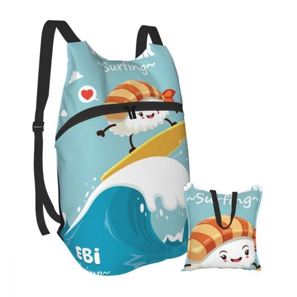 backpack waterproof folding travel trekking bag vintage sushi poster with surfer outdoor sport foldable storage bags
backpack waterproof folding travel trekking bag vintage sushi poster with surfer outdoor sport foldable storage bags