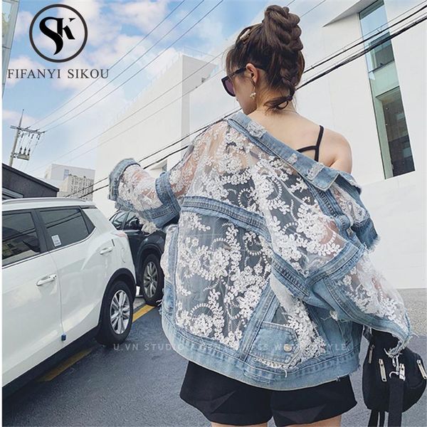 women's jackets lace embroidery denim jacket women fashion hollow out spliced jeans female streetwear loose long sleeve coat 2021, Black;brown
women's jackets lace embroidery denim jacket women fashion hollow out spliced jeans female streetwear loose long sleeve coat 2021, Black;brown
