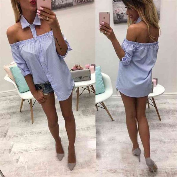 halter turn-down neck shirts fashion autumn style ladies slash blouse women casual slim striped blusas 210517, White
halter turn-down neck shirts fashion autumn style ladies slash blouse women casual slim striped blusas 210517, White