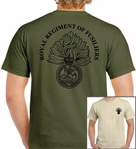 royal regiment of fusiliers tshirt british army forces badge, White;black