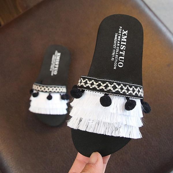 slipper children' slippers summer girl princess shoes folk-custom parent child tassel beach kids barefoot, Black;grey
slipper children' slippers summer girl princess shoes folk-custom parent child tassel beach kids barefoot, Black;grey