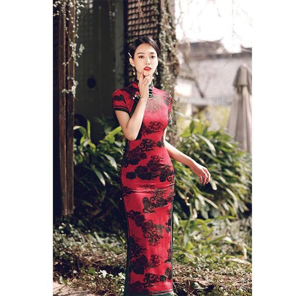 ethnic clothing lady red print xiangyun chinese style cheongsam traditional short sleeve split dress bride wedding party straight qipao
ethnic clothing lady red print xiangyun chinese style cheongsam traditional short sleeve split dress bride wedding party straight qipao