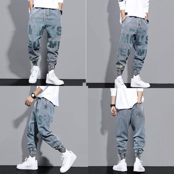 men's pants pattern fashion trend jeans casual loose harem letter printing light blue wild ins harajuku style drawstring, Black
men's pants pattern fashion trend jeans casual loose harem letter printing light blue wild ins harajuku style drawstring, Black