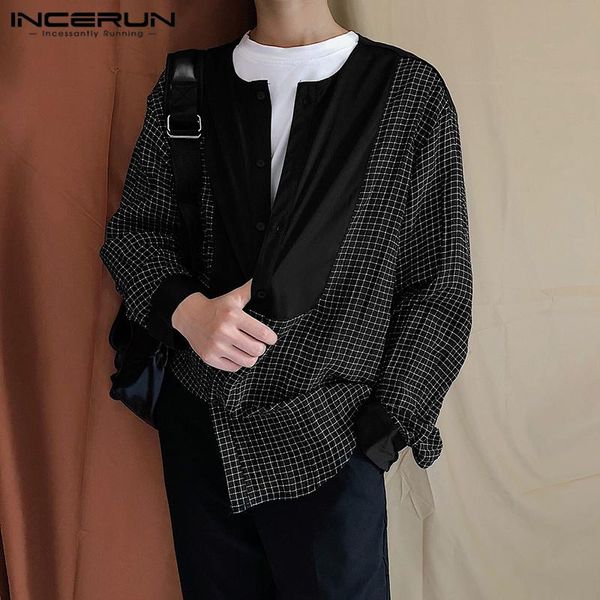 mens korean style grid blouse loose buttons incerun fashion plaid patchwork male shirts long sleeve lapel camisa plus size men's casua, White;black
mens korean style grid blouse loose buttons incerun fashion plaid patchwork male shirts long sleeve lapel camisa plus size men's casua, White;black