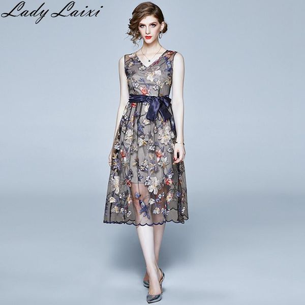 casual dresses elegant sleeveless mesh floral embroidery sashes long dress 2021 summer women party, Black;gray
casual dresses elegant sleeveless mesh floral embroidery sashes long dress 2021 summer women party, Black;gray