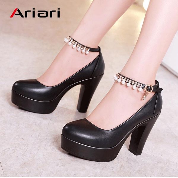 dress shoes ariari t-stage women high heels fashion platform pearl pumps genuine leather lady buckle strap wedding party, Black
dress shoes ariari t-stage women high heels fashion platform pearl pumps genuine leather lady buckle strap wedding party, Black