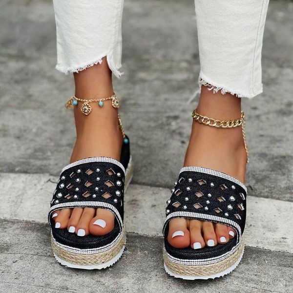 sandals 2021 summer thick bottom denim rhinestone rivet women's and slippers 43 size light breathable fashion all-match, Black
sandals 2021 summer thick bottom denim rhinestone rivet women's and slippers 43 size light breathable fashion all-match, Black