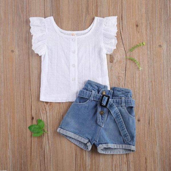 clothing sets baby & children's 1-6y summer fashion kids girls clothes lace solid ruffles sleeve single breasted denim shorts, White
clothing sets baby & children's 1-6y summer fashion kids girls clothes lace solid ruffles sleeve single breasted denim shorts, White