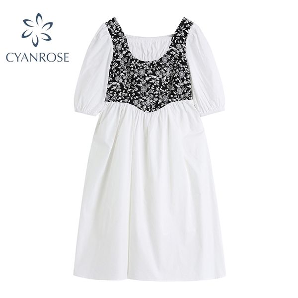 women's summer vintage spliced dress square collar loose puff short sleeve french white dresses party mori girl vestidos 210430, Black;gray
women's summer vintage spliced dress square collar loose puff short sleeve french white dresses party mori girl vestidos 210430, Black;gray