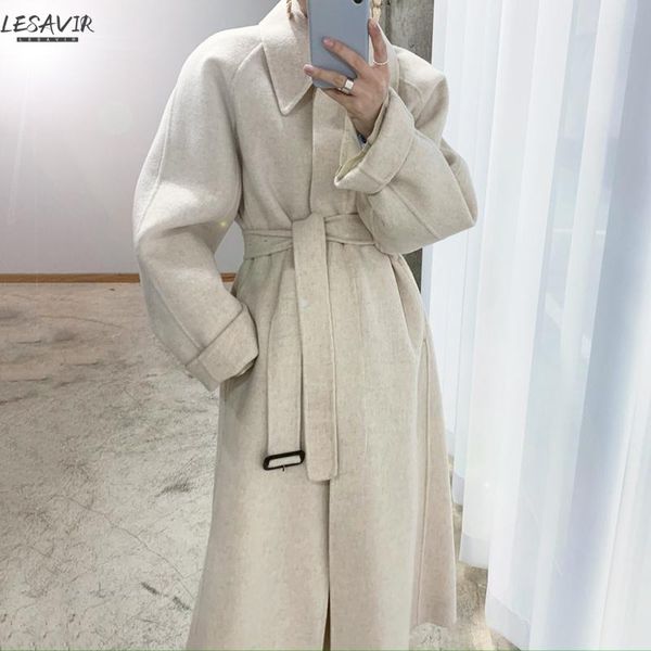 women's wool & blends 2021 winter chic french classic lapel coat, female slimming belt waist long woolen coat, Black 
women's wool & blends 2021 winter chic french classic lapel coat, female slimming belt waist long woolen coat, Black