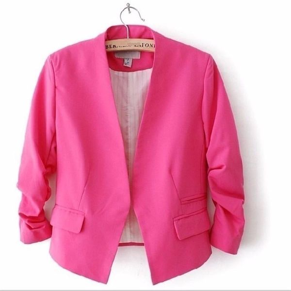 women's suits & blazers europe and the united states dress no buckle ladies nine solid bubble sleeve shorts slim small suit, White;black
women's suits & blazers europe and the united states dress no buckle ladies nine solid bubble sleeve shorts slim small suit, White;black