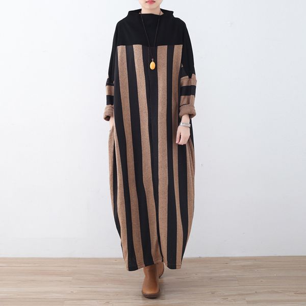 johnature women turtleneck patchwork striped dresses autumn casual fashion loose large size knitted cotton long dresses 210521, Black;gray
johnature women turtleneck patchwork striped dresses autumn casual fashion loose large size knitted cotton long dresses 210521, Black;gray