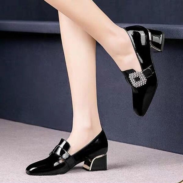 dress shoes plus size women pumps rhinestone buckle boat patent leather square toe ladies office zapatos mujer 695, Black
dress shoes plus size women pumps rhinestone buckle boat patent leather square toe ladies office zapatos mujer 695, Black