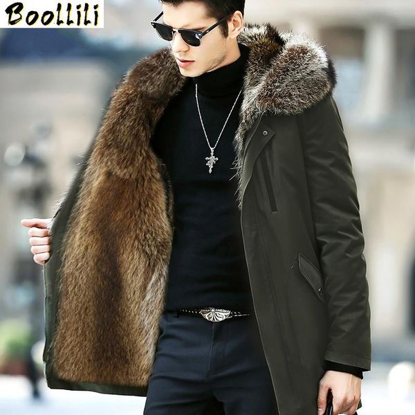 men's leather & faux boollili real fur coat men parka long winter jacket natural raccoon liner warm luxury jackets parkas hombre, Black
men's leather & faux boollili real fur coat men parka long winter jacket natural raccoon liner warm luxury jackets parkas hombre, Black