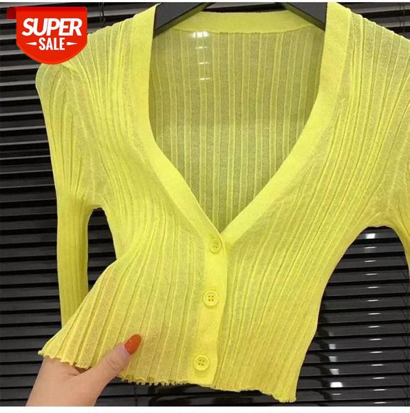 v-neck long-sleeved knitted blouse women's summer beauty back sweater casual sunscreen cardigan thin section #db2p, Black
v-neck long-sleeved knitted blouse women's summer beauty back sweater casual sunscreen cardigan thin section #db2p, Black