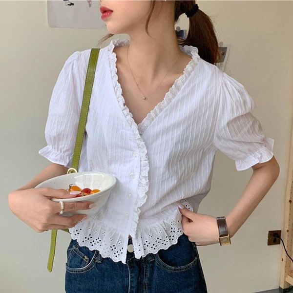 white blouse women lace patchwork short sleeve striped summer shirts loose cotton hollow out korean elegant vintage x097 women's blous
white blouse women lace patchwork short sleeve striped summer shirts loose cotton hollow out korean elegant vintage x097 women's blous