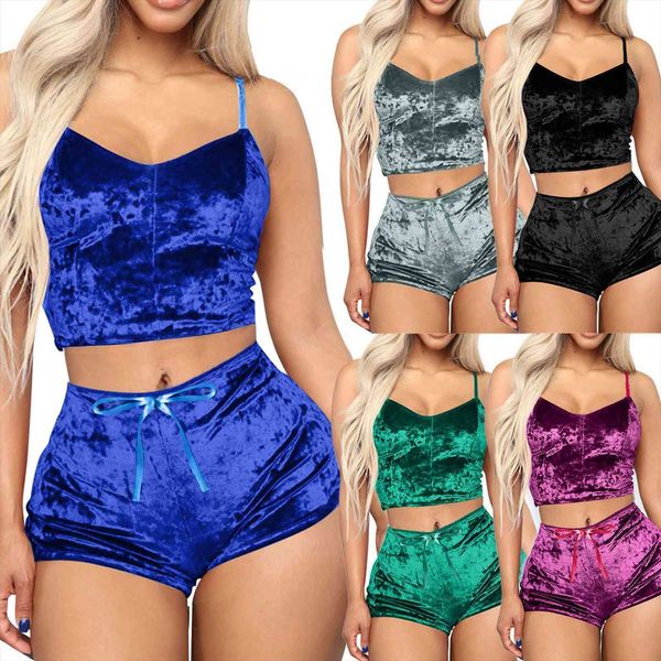 velvet pajamas set sleeveless womens tracksuits crop bowknot camisole shorts summer sleepwear lingerie 2 pieces outfit, Gray
velvet pajamas set sleeveless womens tracksuits crop bowknot camisole shorts summer sleepwear lingerie 2 pieces outfit, Gray