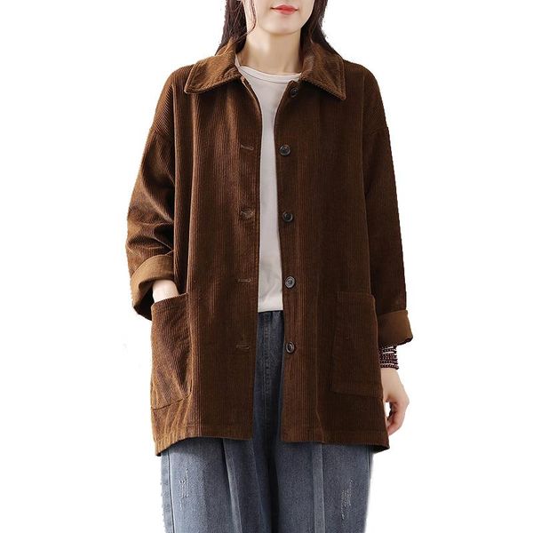 women's jackets women corduroy jacket outwear long 100% cotton for autumn winter loose oversize retro vintage casual turndown collar a0, Black;brown
women's jackets women corduroy jacket outwear long 100% cotton for autumn winter loose oversize retro vintage casual turndown collar a0, Black;brown