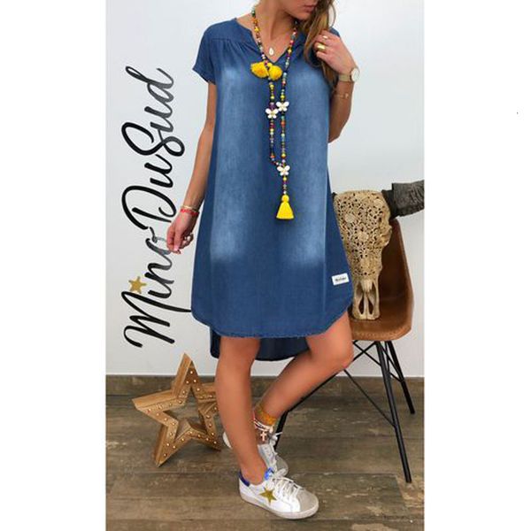 casual dresses women v collar pullover short sleeve denim dress plus size vestidos, Black;gray
casual dresses women v collar pullover short sleeve denim dress plus size vestidos, Black;gray