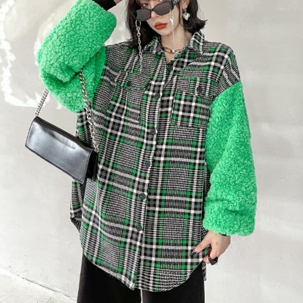 women's jackets kywommnz single breasted splicing coat, women woolen cloth shirt, long sleeve lambswool autumn winter 2021, e3998, Black;brown
women's jackets kywommnz single breasted splicing coat, women woolen cloth shirt, long sleeve lambswool autumn winter 2021, e3998, Black;brown