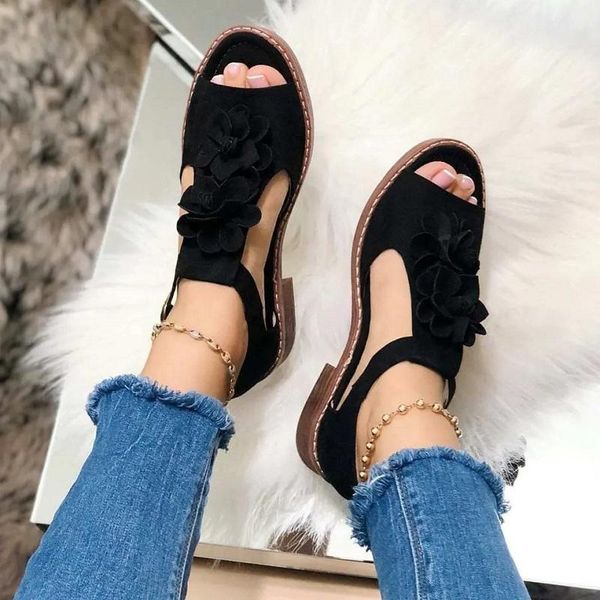 summer low heels women sandals flowers open toe female beach buckle strap platform ladies shoes sandalias mujer, Black
summer low heels women sandals flowers open toe female beach buckle strap platform ladies shoes sandalias mujer, Black