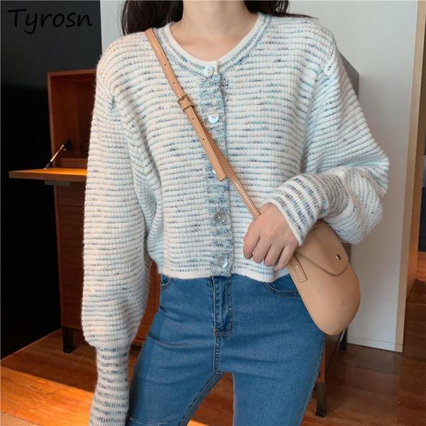 women's knits & tees cardigan women sweet o-neck design harajuku striped batwing sleeve cropped sweaters all-match loose knit outwear, White
women's knits & tees cardigan women sweet o-neck design harajuku striped batwing sleeve cropped sweaters all-match loose knit outwear, White