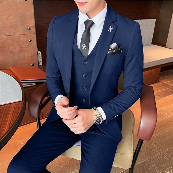 men's suits & blazers suit three-piece korean version of the slim small professional formal dress groomsmen costume groom wedding, White;black
men's suits & blazers suit three-piece korean version of the slim small professional formal dress groomsmen costume groom wedding, White;black