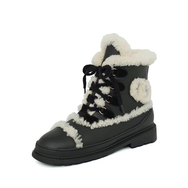 boots osunlina woman's winter ankle wool fur lace up genuine leather handmade casual round toe keep warm shoes lady, Black
boots osunlina woman's winter ankle wool fur lace up genuine leather handmade casual round toe keep warm shoes lady, Black