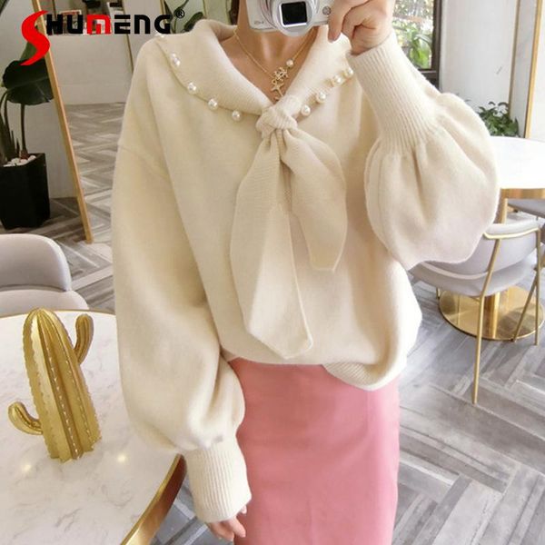 women's sweaters sweet beading knitted sweater student vintage white long sleeve yellow v neck pullover knit woman elegant warm clothes, White;black
women's sweaters sweet beading knitted sweater student vintage white long sleeve yellow v neck pullover knit woman elegant warm clothes, White;black