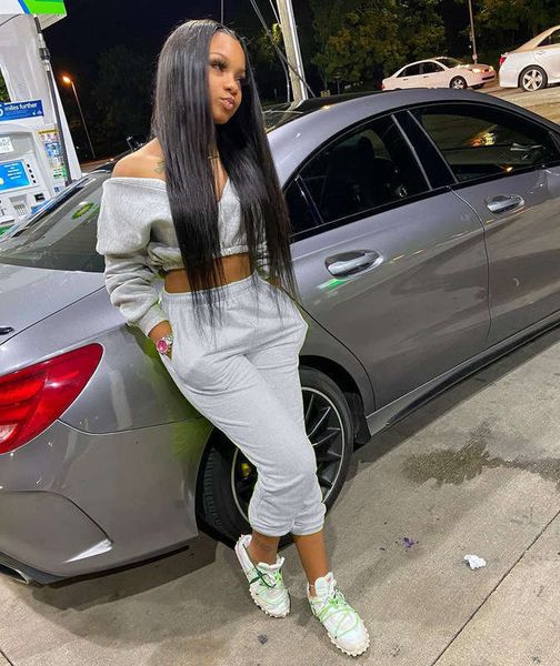 women's tracksuits wear a8299 fall / winter long sleeve off shoulder & plush sweater sports suit, Gray
women's tracksuits wear a8299 fall / winter long sleeve off shoulder & plush sweater sports suit, Gray