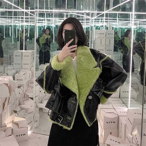 hwlzltzht pu leather thick big size jacket lapel long sleeve women coat winter short parkas vintage casual outerwear 211130, Black
hwlzltzht pu leather thick big size jacket lapel long sleeve women coat winter short parkas vintage casual outerwear 211130, Black
