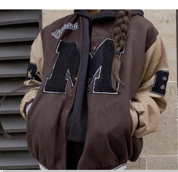 women's jackets 2021 autumn winter long sleeve oversized vintage american brown embroidery bomber jacket women coat baseball, Black;brown
women's jackets 2021 autumn winter long sleeve oversized vintage american brown embroidery bomber jacket women coat baseball, Black;brown