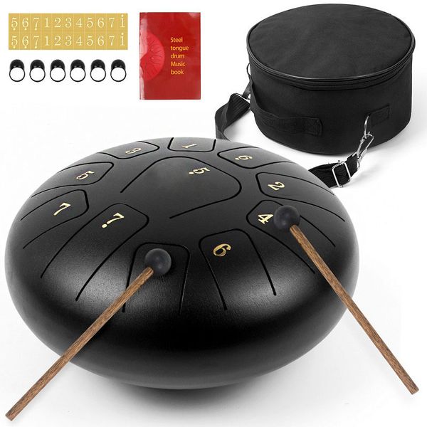 6 pieces wholesale black steel tongue drum 10 inch 11 notes percussion instrument with mallets carry bag music book
6 pieces wholesale black steel tongue drum 10 inch 11 notes percussion instrument with mallets carry bag music book