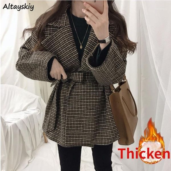 women's wool & blends women coats plaid thickening warm classic simple all-match ulzzang female streetwear chic retro loose casual basi, Black
women's wool & blends women coats plaid thickening warm classic simple all-match ulzzang female streetwear chic retro loose casual basi, Black