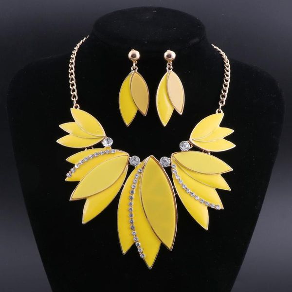 earrings & necklace oeoeos african wedding jewelry sets enamel set leaves shape crystal maxi 8color, Silver
earrings & necklace oeoeos african wedding jewelry sets enamel set leaves shape crystal maxi 8color, Silver
