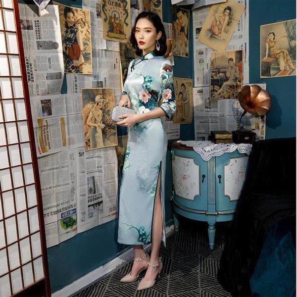 ethnic clothing print flower mandarin collar cheongsam women high split qipao vintage satin chinese formal party dress gown slim vestid, Red
ethnic clothing print flower mandarin collar cheongsam women high split qipao vintage satin chinese formal party dress gown slim vestid, Red