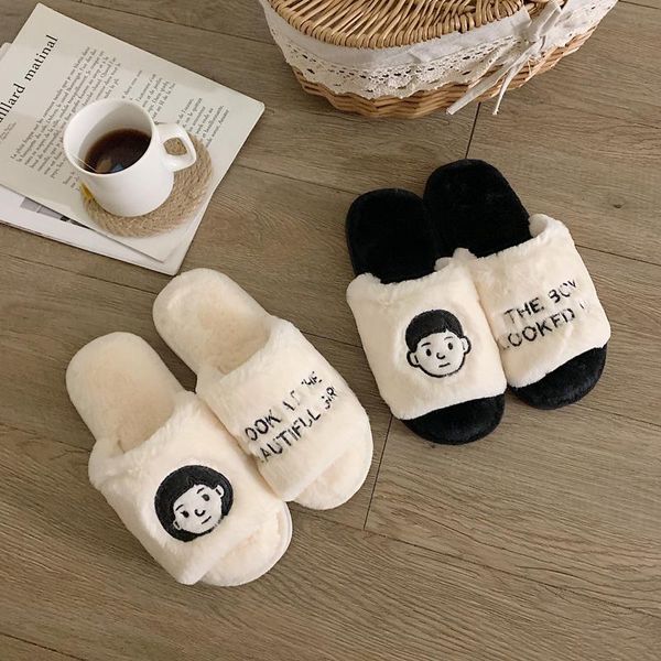 women autumn winter plush slippers open toe cute girls boys cozy home floor bedroom shoes drags for female, Black
women autumn winter plush slippers open toe cute girls boys cozy home floor bedroom shoes drags for female, Black