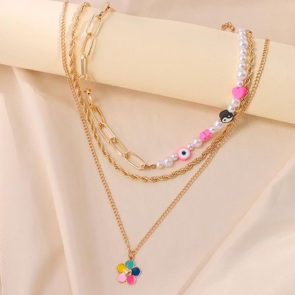 chains cute rainbow enamel flower pendant necklace for women multi-layer asymmetrical clay pearl choker fashion jewelry gift, Silver
chains cute rainbow enamel flower pendant necklace for women multi-layer asymmetrical clay pearl choker fashion jewelry gift, Silver