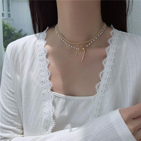 chokers layered stacking butterflies knot pearl necklace fashion charms clavicle chain 2021 women's neck jewelry accessories, Golden;silver
chokers layered stacking butterflies knot pearl necklace fashion charms clavicle chain 2021 women's neck jewelry accessories, Golden;silver
