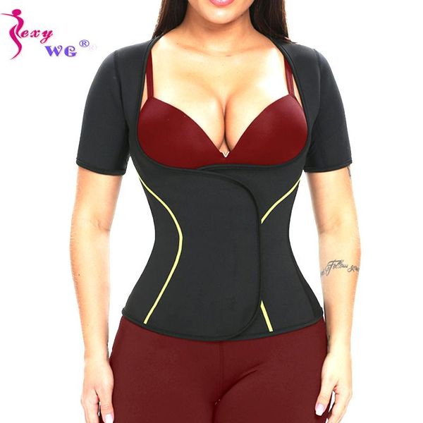 women's shapers sexywg women sauna suit waist trainer neoprene shirt for sport workout corset body shaper with sleeves weight loss, Black;white
women's shapers sexywg women sauna suit waist trainer neoprene shirt for sport workout corset body shaper with sleeves weight loss, Black;white