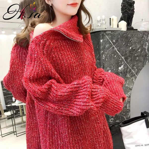 women's sweaters h.sa 2021 spring women knitted oversize pullover and turtleneck zip jumpers off shouder sweater coat long top, White;black
women's sweaters h.sa 2021 spring women knitted oversize pullover and turtleneck zip jumpers off shouder sweater coat long top, White;black