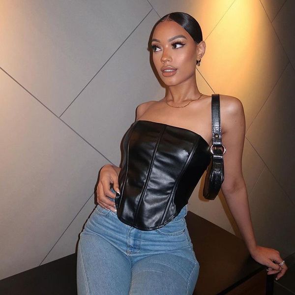 women's t-shirt solid black pu off shoulder women sleeveless fish bone spring night club female fashion zipper summer 2021, White
women's t-shirt solid black pu off shoulder women sleeveless fish bone spring night club female fashion zipper summer 2021, White