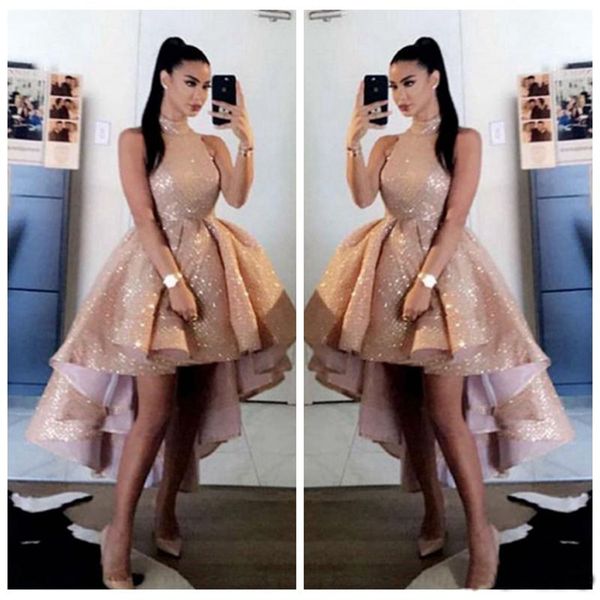 bling bling sequins rose gold high neck prom dresses 2021 short front long back sleeveless formal party evening gowns vestido de gala, Black
bling bling sequins rose gold high neck prom dresses 2021 short front long back sleeveless formal party evening gowns vestido de gala, Black
