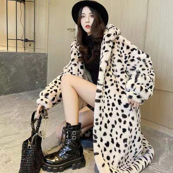 women's fur & faux south korean version 2021 imitation leopard coat one female winter style fashion wear, Black
women's fur & faux south korean version 2021 imitation leopard coat one female winter style fashion wear, Black