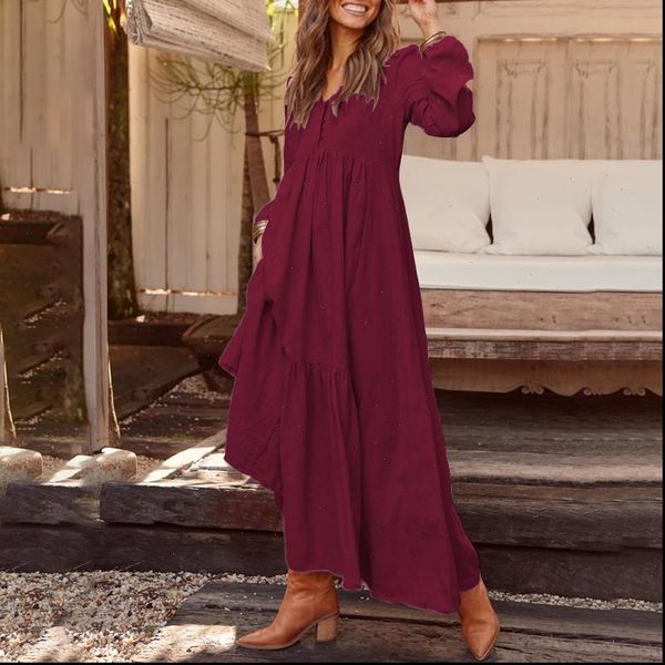 plus size casual womens dresses long sleeve pleated party elegant v neck pockets maxi fashion bohemian vestidos, Black;gray
plus size casual womens dresses long sleeve pleated party elegant v neck pockets maxi fashion bohemian vestidos, Black;gray