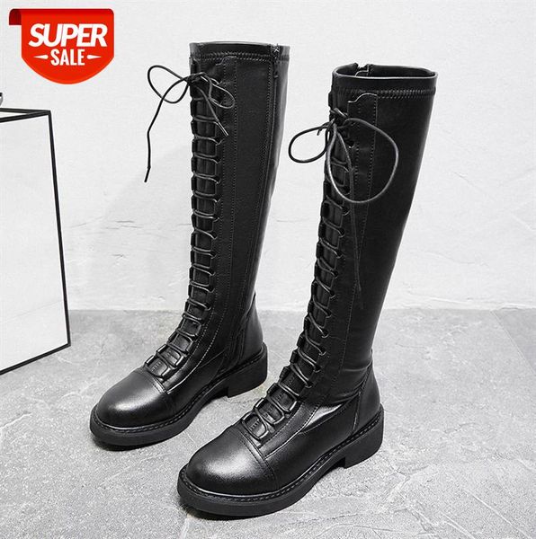 genuine leather plus velvet long tube women's boots british style high-knight martin round head elastic feet thin #1s29, Black
genuine leather plus velvet long tube women's boots british style high-knight martin round head elastic feet thin #1s29, Black
