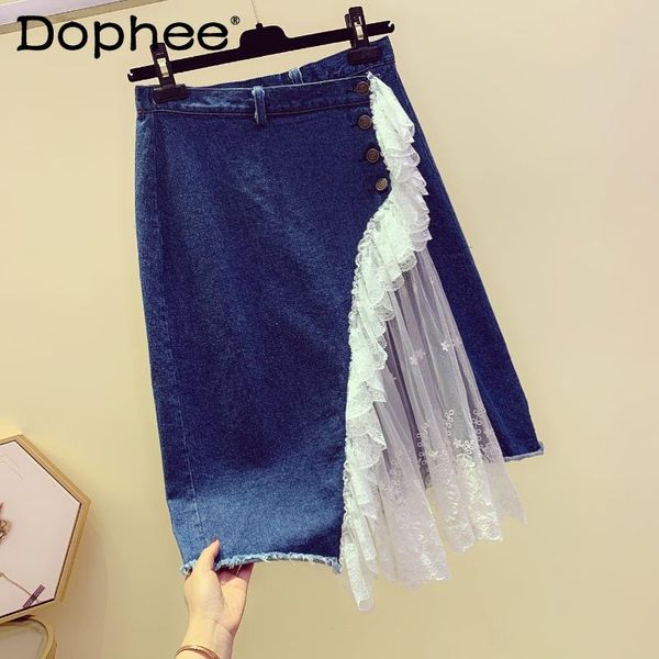 skirts 2021 spring summer korean style lace mesh patchwork a- line jean skirt women's high waist slimming irregular denim mini, Black
skirts 2021 spring summer korean style lace mesh patchwork a- line jean skirt women's high waist slimming irregular denim mini, Black