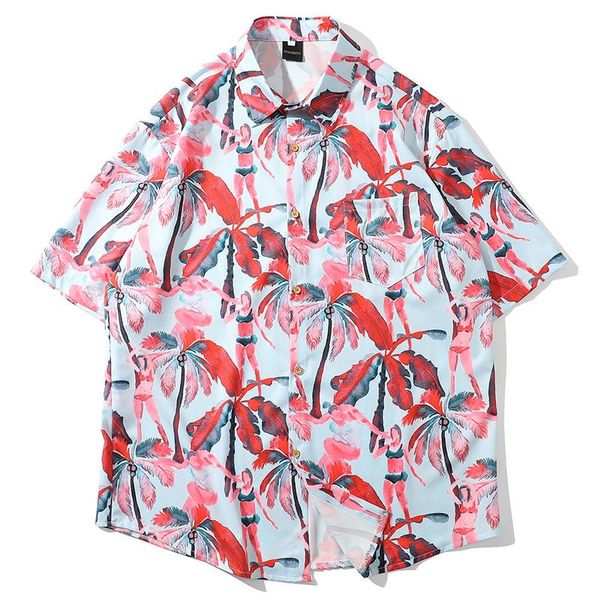 men holiday shirt print short sleeve shirts male hawaiian brand summer breathable casual beach blouse clothes men's, White;black
men holiday shirt print short sleeve shirts male hawaiian brand summer breathable casual beach blouse clothes men's, White;black
