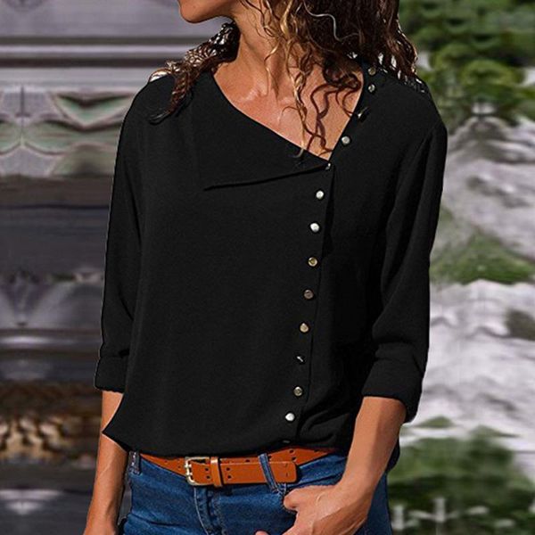 women's blouses & shirts chiffon blouse fashion 2021 long sleeve women and skew collar solid office shirt casual blusas chemise femme, White
women's blouses & shirts chiffon blouse fashion 2021 long sleeve women and skew collar solid office shirt casual blusas chemise femme, White