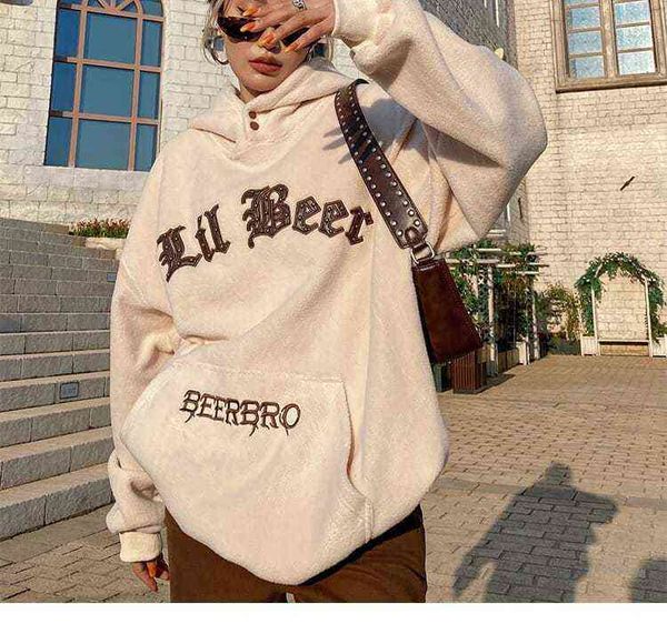 long-sleeved hooded street style for women autumn and winter 2021 new wild embroidery loose fleece, Black;white
long-sleeved hooded street style for women autumn and winter 2021 new wild embroidery loose fleece, Black;white